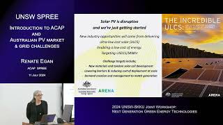 UNSW SPREE 20240711 SKKU 02 Renate  Introduction to ACAP and Australian PV market [upl. by Ecal]