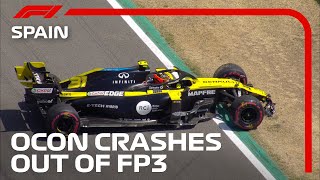 Ocons Bizarre Late Crash  2020 Spanish Grand Prix [upl. by Ellevehc443]