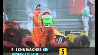 F1 Canada 1997  RSchumacher Crash [upl. by Konopka]