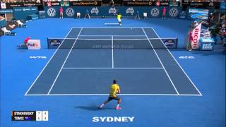 Sergiy STAKHOVSKY UKR vs Bernard TOMIC AUS SEMI FINAL HIGHLIGHTS Apia International Sydney 2014 [upl. by Airahcaz]