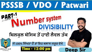 Number System for Punjab Patwari PSSSB VDO Punjab Excise Inspector  Maths by Deep sir  Class 1 [upl. by Ahserb]