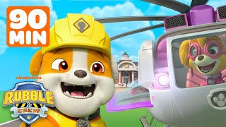 Rubble amp PAW Patrol Skyes High Flying Rescues w Chase  90 Minute Compilation  Rubble amp Crew [upl. by Sholeen]