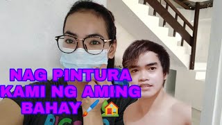 HOUSE PAINT FIRST COAT STEP BY STEP PAANO MAG PINTURA NG BAGONG BAHAY [upl. by Allisan625]