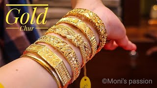 New 2021 GOLD CHUR BANGLES DESIGNS WITH PRICE AND WEIGHTGOLD CHUR LATEST HUGE COLLECTIONjewellery [upl. by Lewanna]