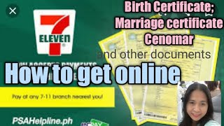 How to get birth certificate marriage contract cenomar or any other document in PSA online [upl. by Limann968]