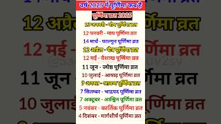 वर्ष 2025 में पूर्णिमा व्रत कब है  poornima vrat 2025 poornima hindufestival 2025 shorts yt [upl. by Gabbert]