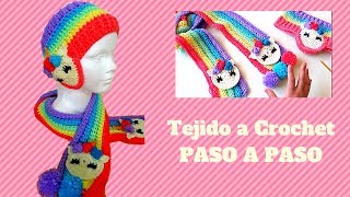 BUFANDA TEJIDA A CROCHET DE ARCOÍRIS EN PUNTOS MEDIOS ALTOS PASO A PASO Muy RAPIDA [upl. by Ulphiah]