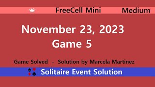 FreeCell Mini Game 5  November 23 2023 Event  Medium [upl. by Kissner]