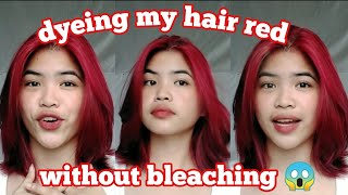 DYEING MY HAIR RED WITHOUT BLEACHING  Janine Rivera [upl. by Alatea416]