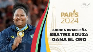 Beatriz Souza judoca brasileña consiguió la medalla de oro  Estadio [upl. by Rogergcam114]