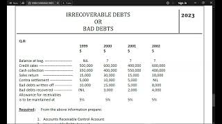 IRRECOVERABLE DEBTS 03 [upl. by Aihsena838]