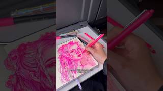 Tekenen met 1 kleur creatief roze tekenen schetsboek art drawing ns [upl. by Lehplar]