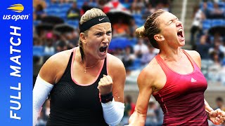 Victoria Azarenka vs Simona Halep in a threeset thriller  US Open 2015 Quarterfinal [upl. by Critchfield721]