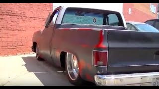 DROPPED CHEVY C10 SWB  7387 Bagged on 24quot Chrome Smoothies [upl. by Daht434]