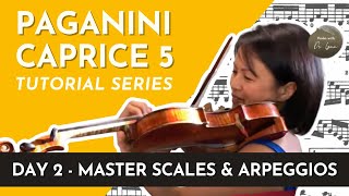 Paganini Caprice No 5 Tutorial Series  DAY 2 Scales Arpeggios Shifts  Lynn Kuo violin [upl. by Geilich]