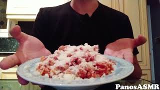 Eating Chickpeas with Orzo Pasta  Panos ASMR Greek Mukbang [upl. by Deeraf]