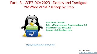 Part  3  VCP7DCV 2020  Deploy and Configure VMWare VCSA 70 Step by Step [upl. by Bernetta]