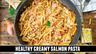 HEALTHY Creamy Salmon Pasta  Easy ONEPAN 30 Minute Recipe [upl. by Timrek]