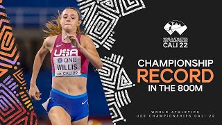 Willis breaks championship record for 800m gold  World Athletics U20 Championships Cali 2022 [upl. by Halsy]