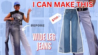 Your Old Jeans are Worth 700  Easy DIY Wide Leg Jeans [upl. by Gnim]