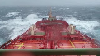 Crude Oil Tanker In North Sea STORM [upl. by Aremihc561]