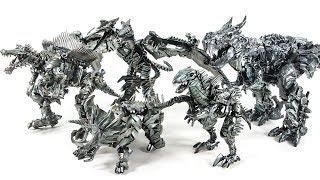 Transformers Movie Dinobots Grimlock Repaint Slug Slash Strafe Scorn Dinosaur Robot Toys [upl. by Mcclenon]