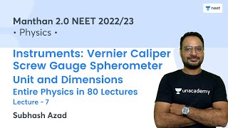 Instruments Vernier Caliper Screw Gauge Spherometer  Unit and Dimensions  L7  Subhash Azad [upl. by Jaime]