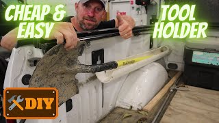 DIY Truck Bed Tool Holder  How to Make a Cheap amp Easy Storage Rack for Shovels etc  F150 Ford [upl. by Kayle117]