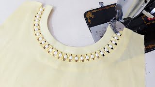 सबसे खूबसूरत और नया Neck Design बनाना सीखें  Beautiful Neck Design with Pearls [upl. by Leamhsi]