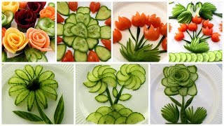 10 Super Salad Decoration Ideas  Vegetable Flower Plate Decoration [upl. by Ayeki331]