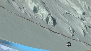 Mt Everest Deaths Mountain Climbers Crowded Trail Seen in Video [upl. by Rebmaed978]