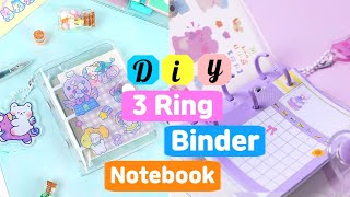 How to make 3 Ring Binder Notebook  Kawaii journal Notebook  DIY binder journal [upl. by Ainecey]