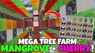 MEGA TREE FARM Tutorial Mangrove  Cherry 8 Type Universal Tree Farm Minecraft Bedrock MCPE [upl. by Vaclava791]