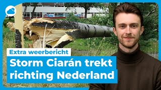 Extra weerbericht storm Ciarán zet koers richting Nederland  Code Oranje [upl. by Nrevel]