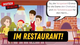 Im Restaurant Essen bestellen beim Ober Deutsch lernen im Alltag mit einfachen Dialogen [upl. by Recha]