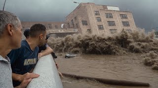 Chaos in China’s Zhashui County Flash Flood Destroys Bridge Traps Vehicles in Raging River [upl. by Ulane496]