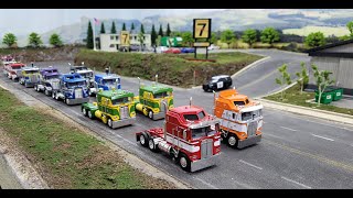 164 Diecast Cabovers Truck Convoy [upl. by Nylyaj]