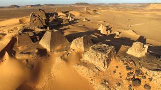 Drone flyover of Meroe Pyramids of Sudan [upl. by Anairol]