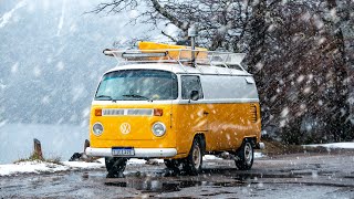 Camping in Snow With The Classic VW Van [upl. by Kassey]