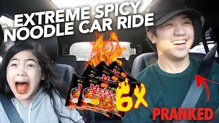 6X EXTREME SPICY NOODLE CAR RIDE I CRIED  Ranz and Niana [upl. by Viridis466]