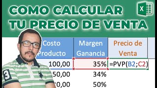 Como calcular en Excel el PRECIO DE VENTA incluido tu MARGEN DE UTILIDAD ya sea FIJO o VARIABLE [upl. by Mota]