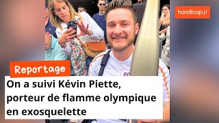 On a suivi Kévin Piette porteur de flamme olympique en exosquelette [upl. by Ahsek811]