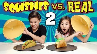 SQUISHY FOOD VS REAL FOOD CHALLENGE 2 More JUMBO SQUISHIES [upl. by Itsyrk247]