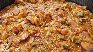 Southern Smothered Okra and Shrimp Recipe [upl. by Ecnedurp]