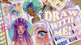 Draw with me  Mermaid spread  OHUHU markers 🐠🫧 [upl. by Lennon637]