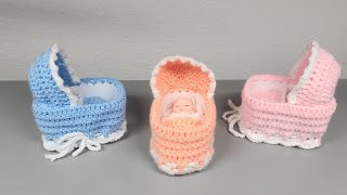 Butter Tub BabiesEasy Crochet Butter Tub Bassinet and BabyCrochet Baby Bassinet and Baby Dress [upl. by Aticilef]