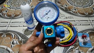 Cara Isi Freon Sendiri AC Split Dengan Freon R22 1kg [upl. by Reltuc]