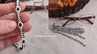 KOLAY ŞIK BONCUK GÖZLÜK İPİ YAPILIŞI  GLASSES ROPE MAKİNG [upl. by Latrina]