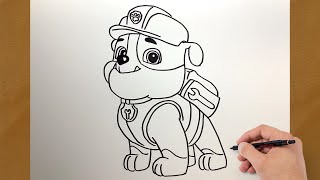 How to Draw Rubble Easy Step By Step Tutorial  Paw Patrol [upl. by Einnob]