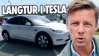 Punkterer elbilsmyter på langtur i Danmarks MEST solgte bil – Tesla Model Y [upl. by Ahselrak]